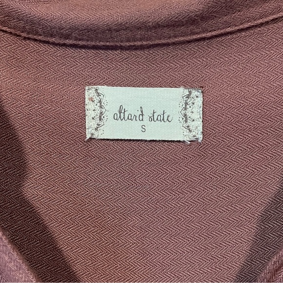 Altar’d State Size Small Cocoa Brown Women’s V Neck Roll Tab Sleeve Shirt Dress - Picture 7 of 7